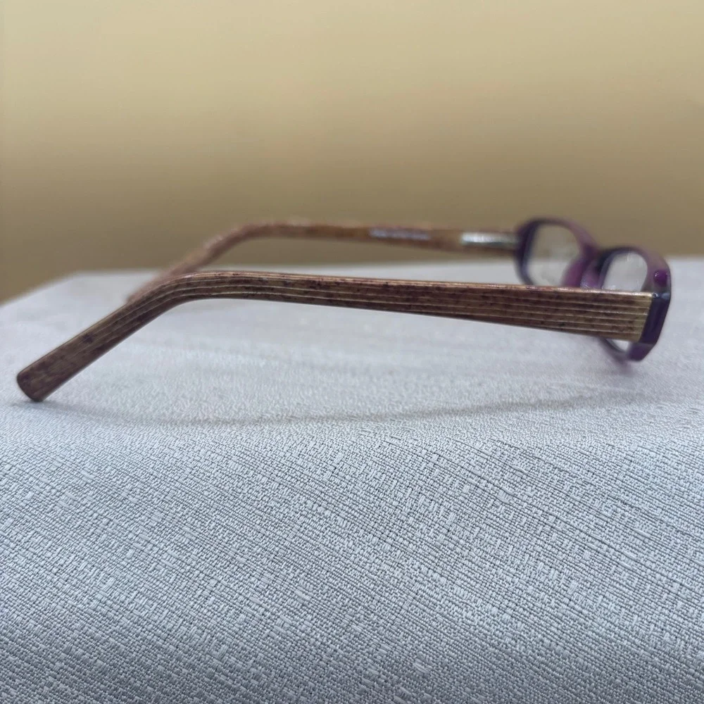 Nicole Miller Ooh La La Grape Purple Rectangular Eyeglass Frames Faux Wood 49-18